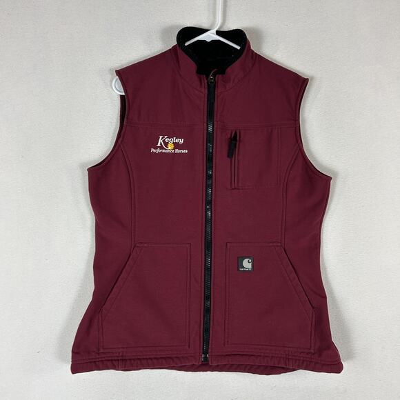 Carhartt Vest Jacket Womens Large Burgundy Kegley Performance Horse Full Zip - Picture 1 of 12